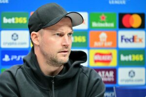 Jacob Neestrup til et Champions League pressemøde.