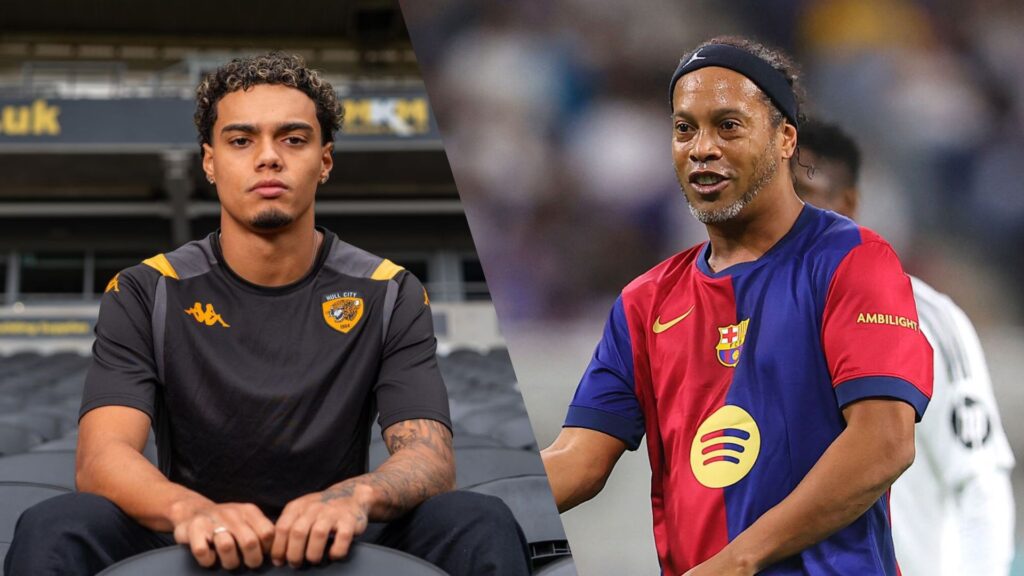 Joao Mendes og hans far Ronaldinho i samme billede.