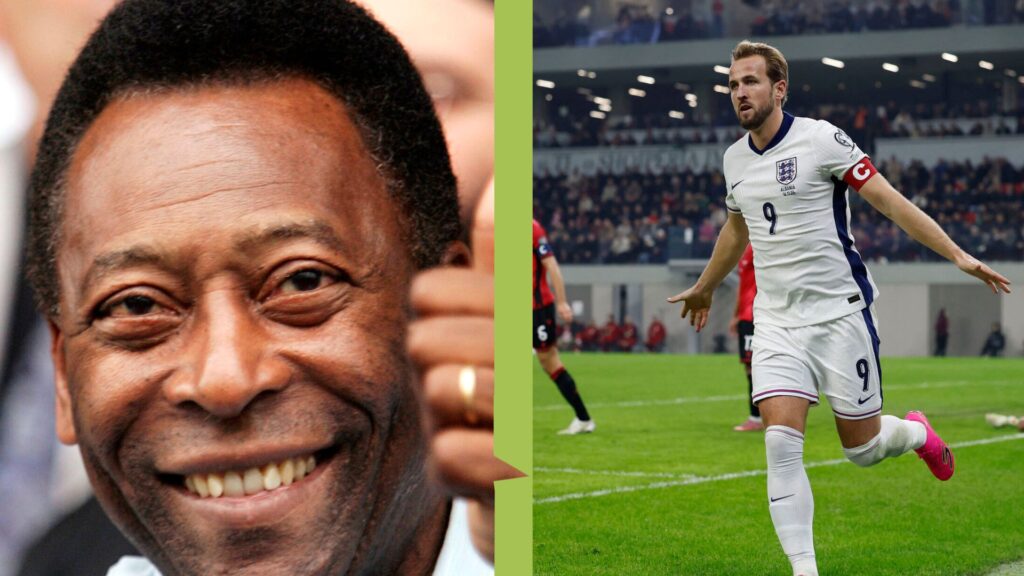 En collage af Pelé og Harry Kane