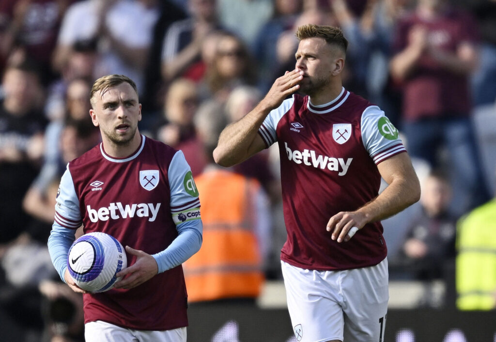 Niclas Füllkrug fejrer et mål for West Ham.