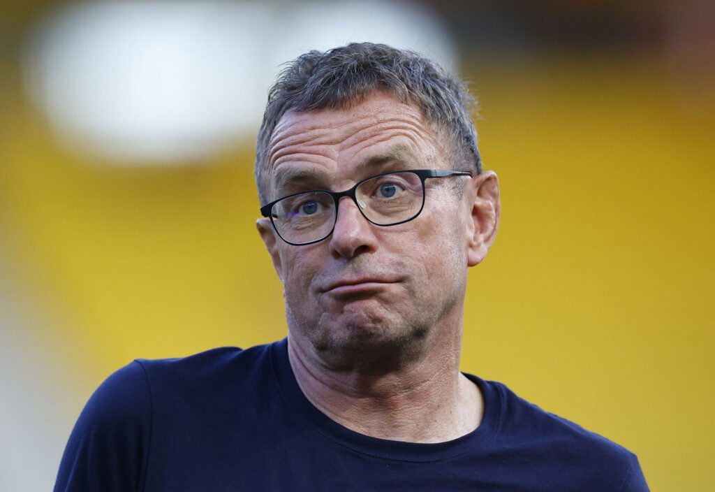 Ralf Rangnick skærer ansigter under en kamp i spidsen for Østrig