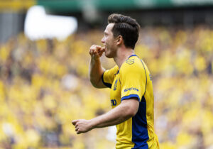 Michael Gregoritsch efter en scoring for Brøndby.