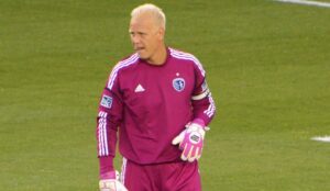 Jimmy Nielsen iført Kansas City målmandstrøje.