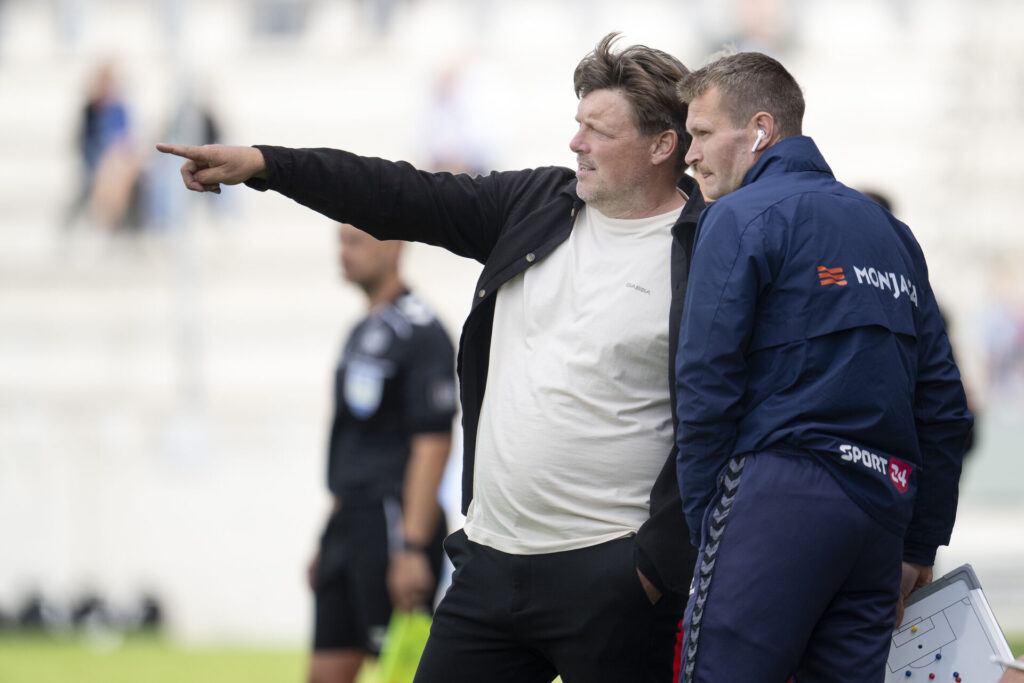 FC Fredericias Michael Hansen sammen med assistenttræner Christian Ege.