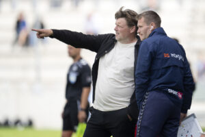 FC Fredericias Michael Hansen sammen med assistenttræner Christian Ege.
