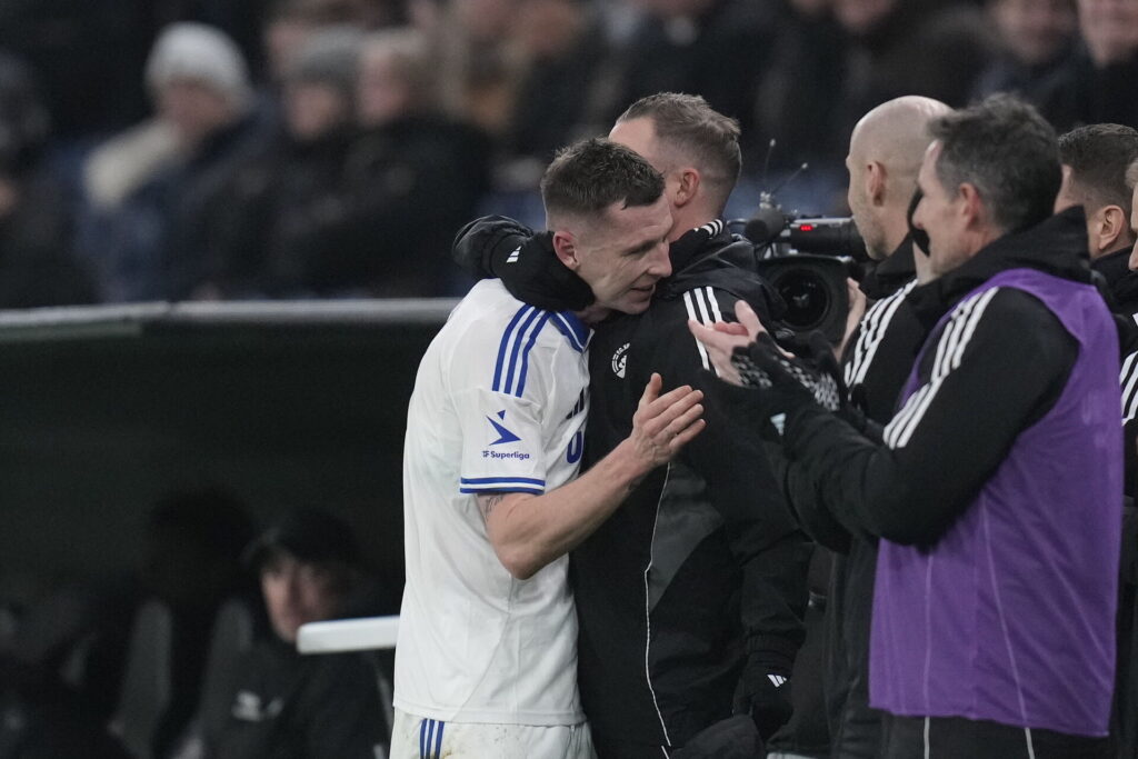 Lukas Lerager og Jacob Neestrup. Oddset Pokalen kvartfinalen mellem FC København og Esbjerg fB i Parken i København lørdag den 13. december 2025.