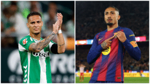 En collage af Raphinha og Antony