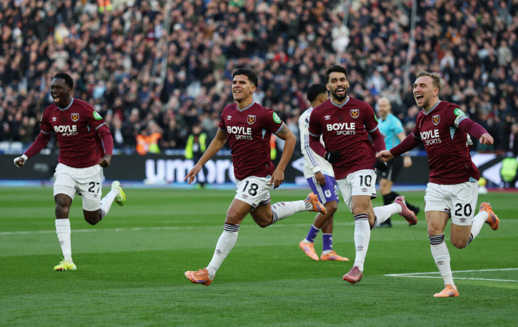 West Hams spillere jubler.