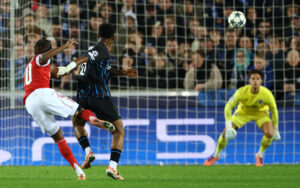 Noni Madueke drømmemål for Arsenal mod Club Brugge.