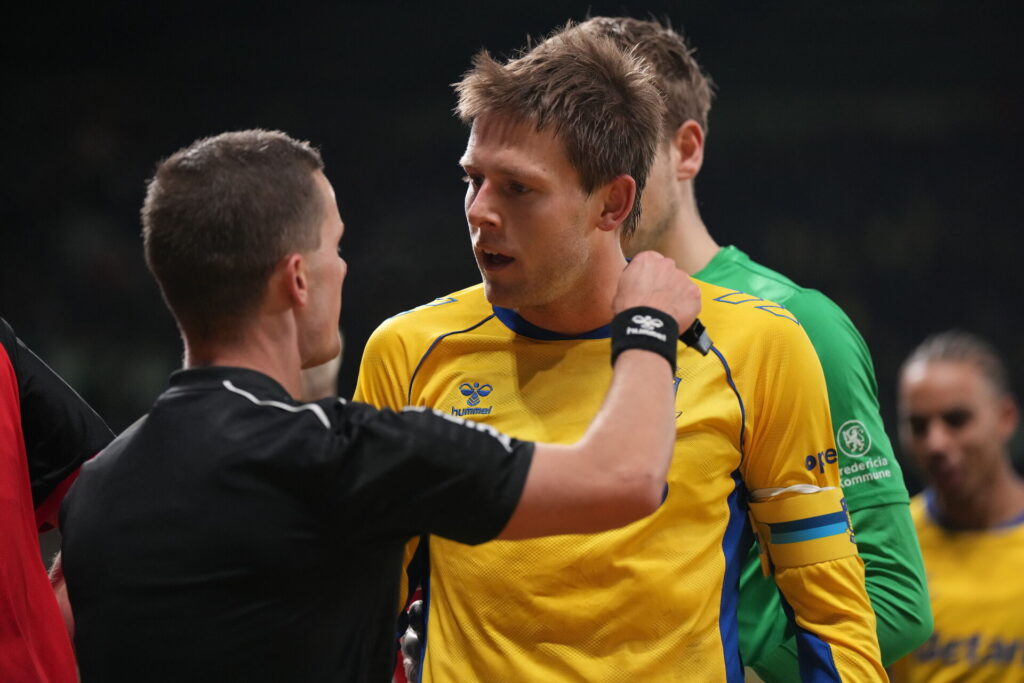 Nicolai Vallys i Superligakampen mellem Brøndby IF og FC Fredericia på Brøndby Stadion mandag den 1. december 2025.