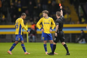 Noah Nartey i Superligakampen mellem Brøndby IF og FC Fredericia på Brøndby Stadion mandag den 1. december 2025.