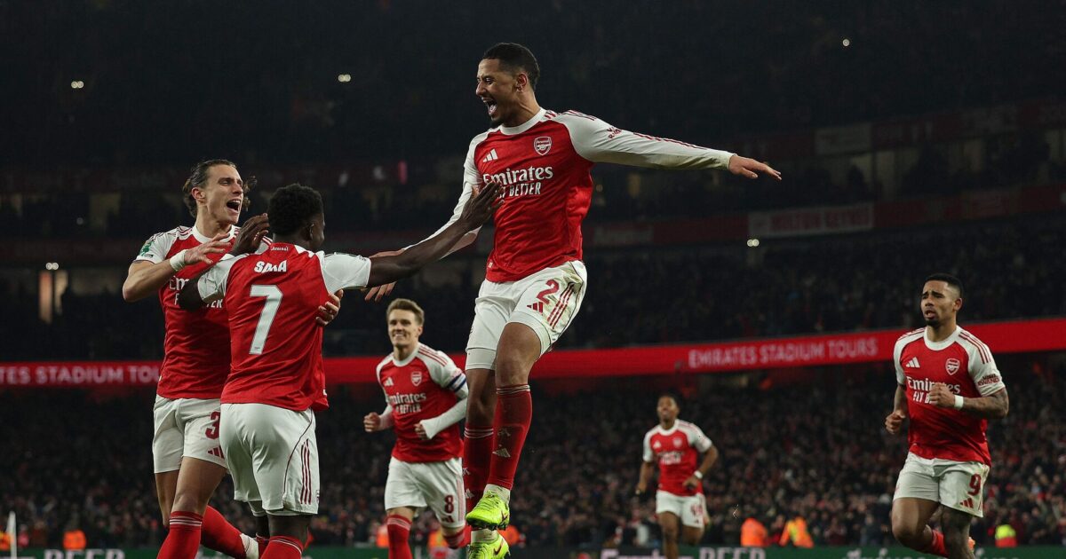 ‘Quadruple’ til Arsenal? Saliba er overbevist Foto: Adrian Dennis/AFP/Ritzau Scanpix