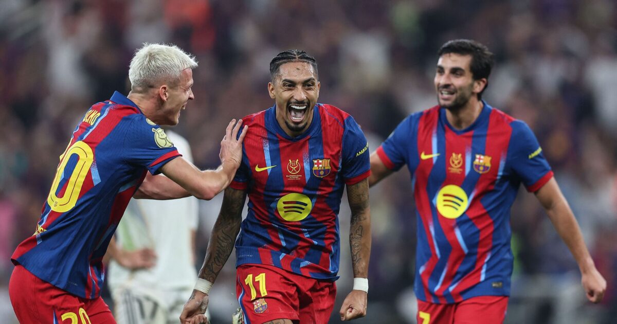 Raphinha skinner i Barcas El Clásico-triumf Foto: Haitham Al-Shukairi/AFP/Ritzau Scanpix