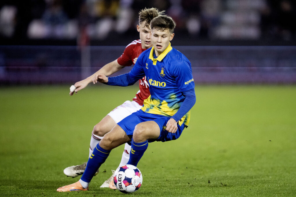 Filip Bundgaard i aktion for Brøndby IF mod Vejle.