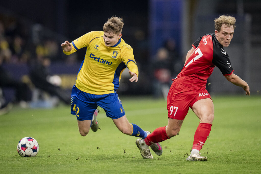 Mathias Jensen for Brøndby mod FC Fredericia.