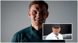 Mads Hedenstad Christiansen med et indsat billede af Carsten V. Jensen.-