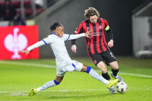 Mads Bech Sørensen i aktion for FC Midtjylland mod Dinamo Zagreb.