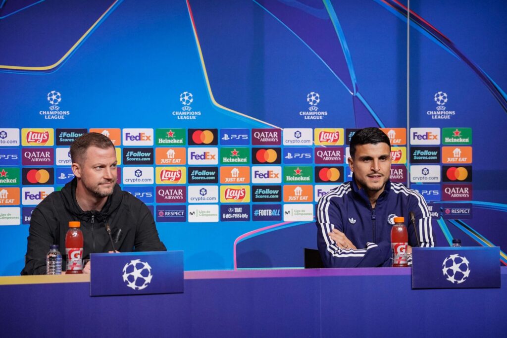 Jacob Neestrup og Mohamed Elyounoussi besvarer spørgsmål på Camp Nou