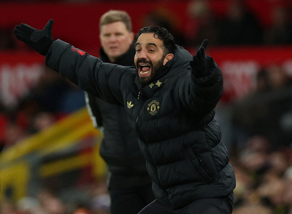 Ruben Amorim på sidelinjen på Old Trafford.
