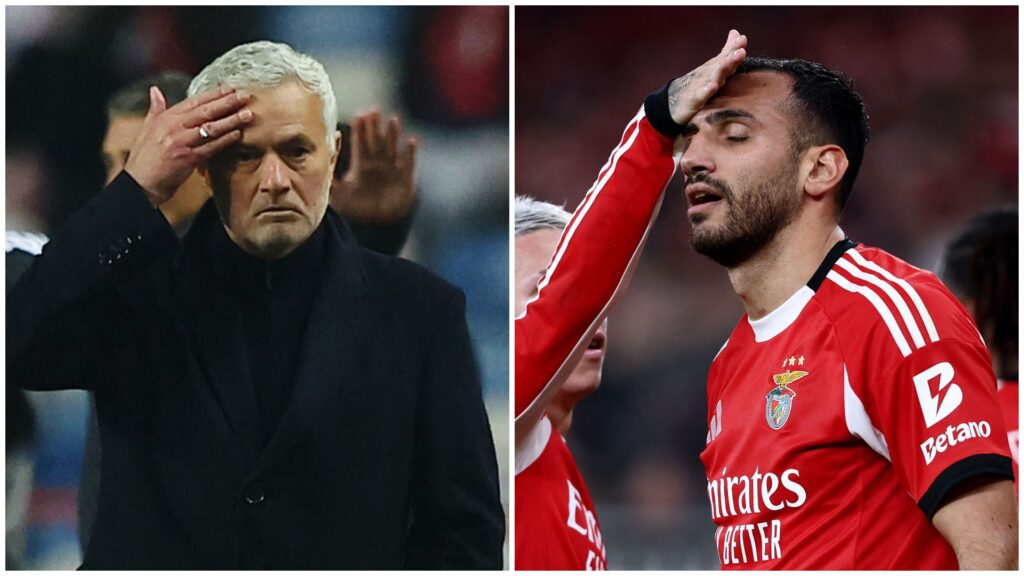 Jose Mourinho og Benficas Pavlidis.