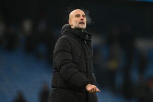 Pep Guardiola under en kamp for Manchester City