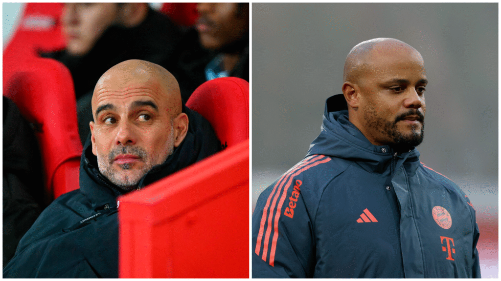 En collage af Guardiola og Kompany