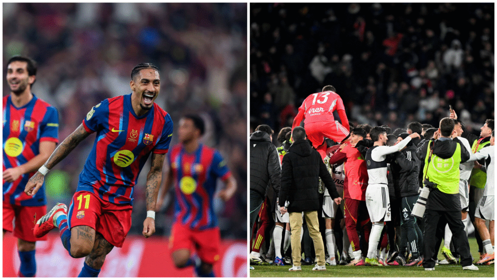 En collage af Albacete og Raphinha