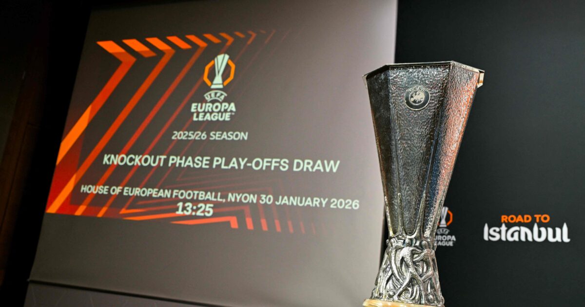 Heldige FCM! Skrækmodstandere mødes Foto: photograph shows the UEFA Europa League Cup displayed ahead of the 2025