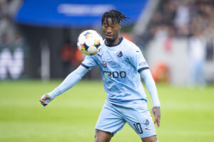 Norman Campbell i aktion for Randers FC.