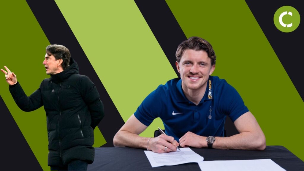 Conor Gallaghr skriver under, og Thomas Frank har fingre i vejret.