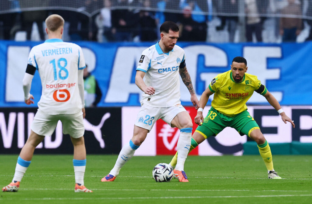 Pierre-Emile Højbjerg i kamp mod FC Nantes.
