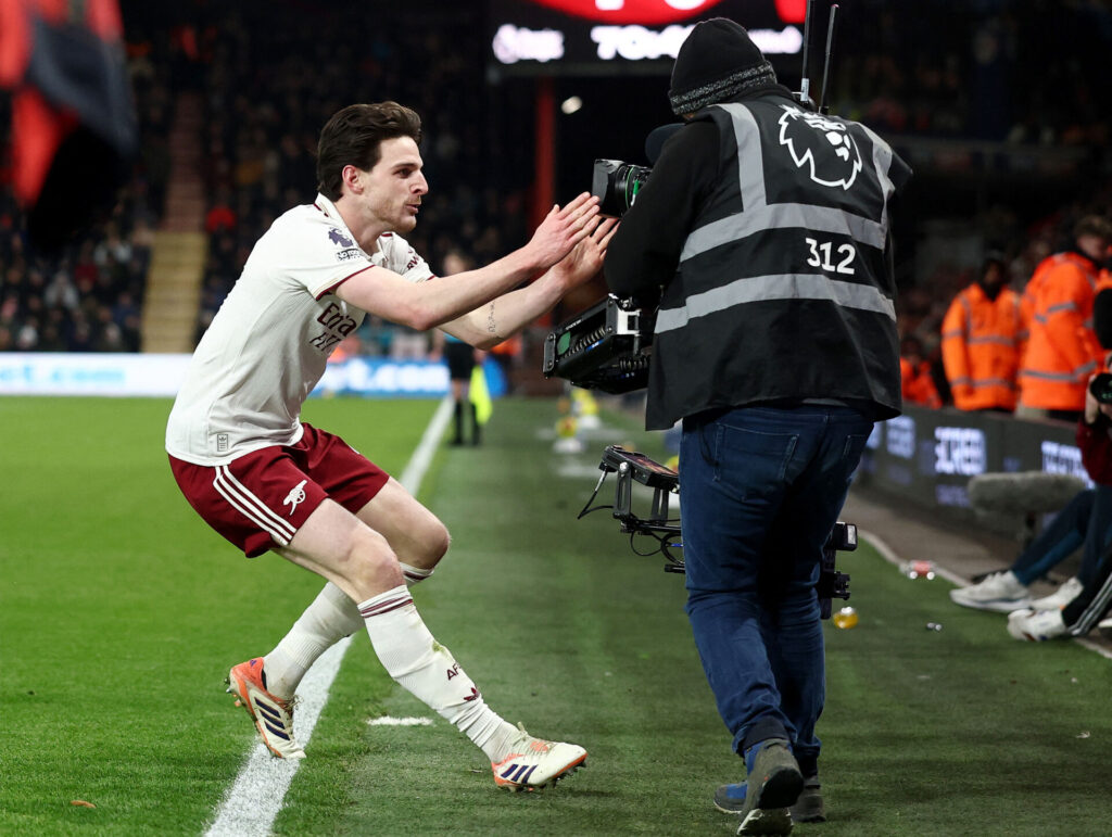 Declan Rice der fejrer den ene af sine scoringer mod Bournemouth.