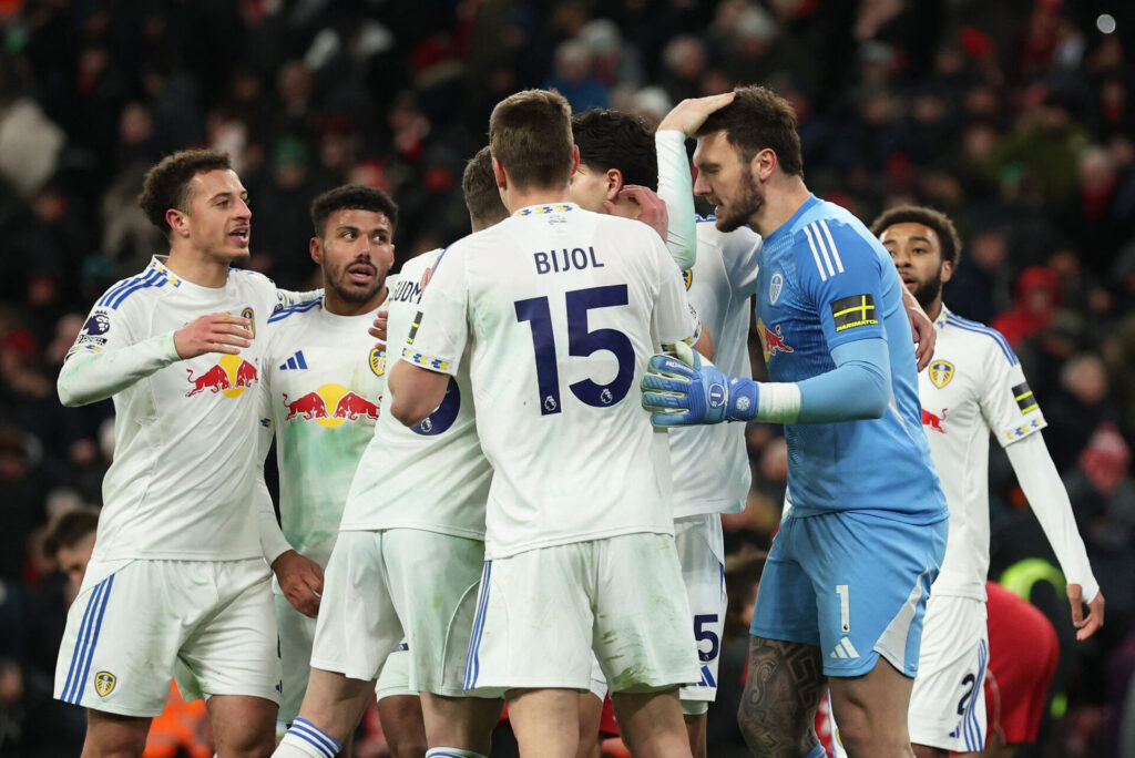 Leeds United-spillere jubler.