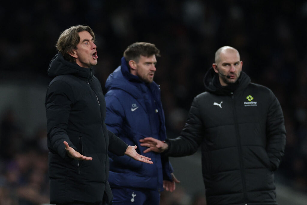Thomas Frank på sidelinjen for Tottenham Hotspur