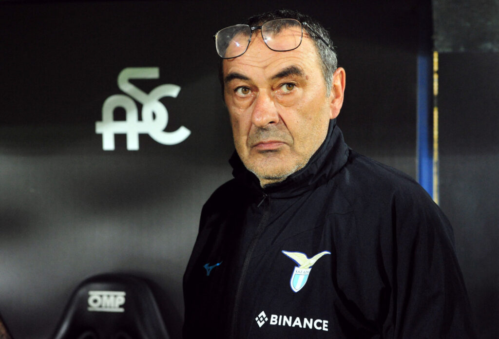 Maurizio Sarri på bænken under en Lazio-kamp