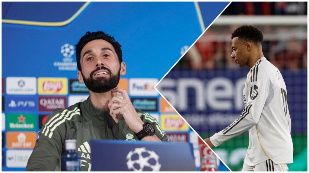 Álvaro Arbeloa og Kylian Mbappé.