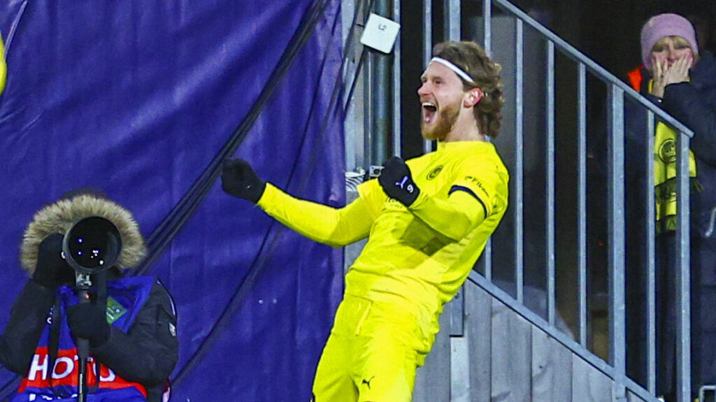 Kasper Høgh jubler over sin scoring mod Inter