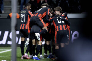 FC Midtjylland-spillerne jubler over en scoring