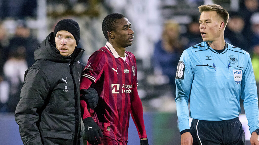 FC Midtjyllands Denil Castillo bliver udskiftet med en skade