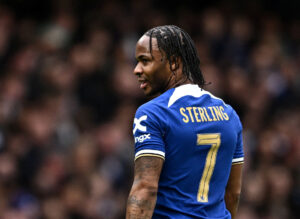 Raheem Sterling under en af sine sidste kampe i Chelsea.