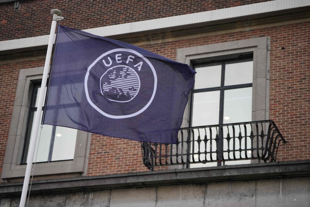 UEFA-flaget i Brussels.
