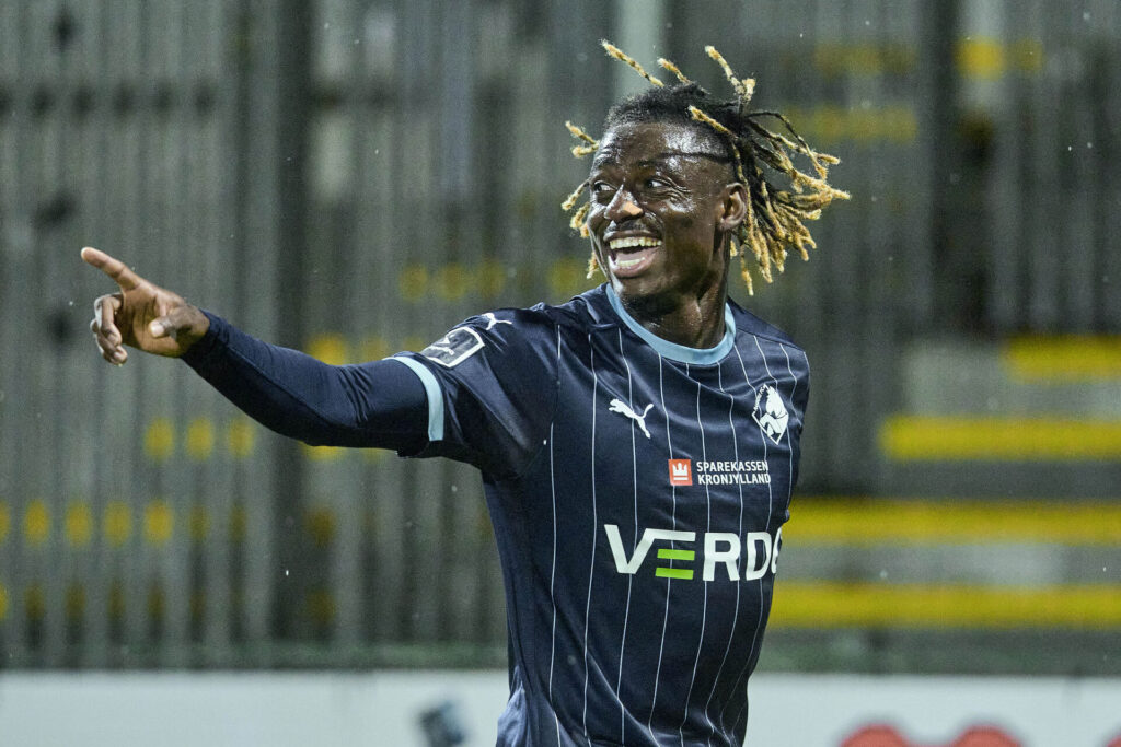 Randers FCs Stephen Odey under superligakampen mellem Sønderjyske og Randers FC på Sydbank Park i Haderslev fredag den 12. september 2025.