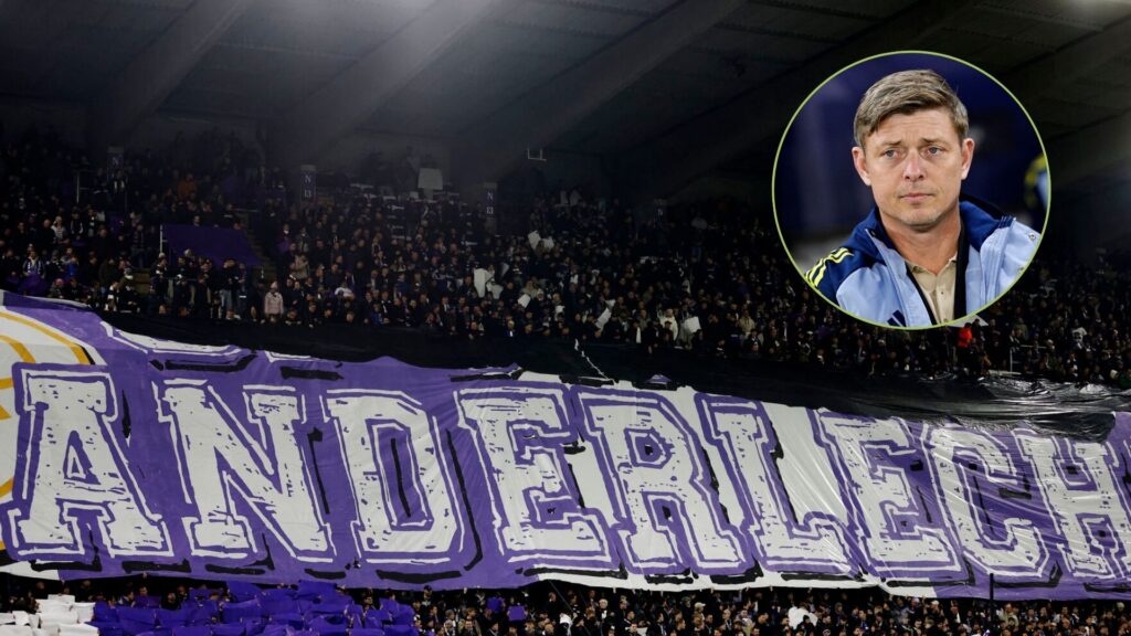 En collage af en Anderlecht-tifo og Jon Dahl Tomasson