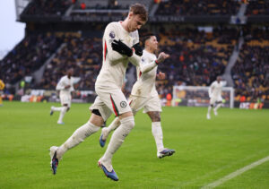 Cole Palmer med sin velkendte jubelscene efter en scoring mod Wolves.