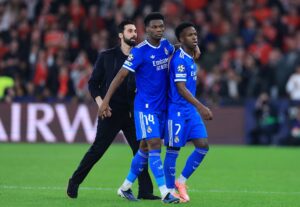 Vinicius Junior på vej fra banen under Real Madrids kamp mod Benfica.