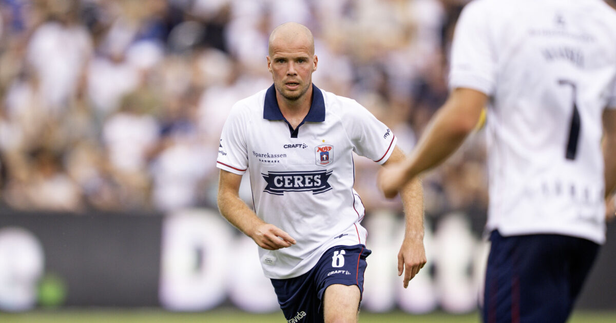 AGF-boost: Profil med for første gang i år AGFs Nicolai Poulsen under superligakampen mellem AGF og FC Fredericia på Ceres Park Vejlby søndag d. 31. august 2025.