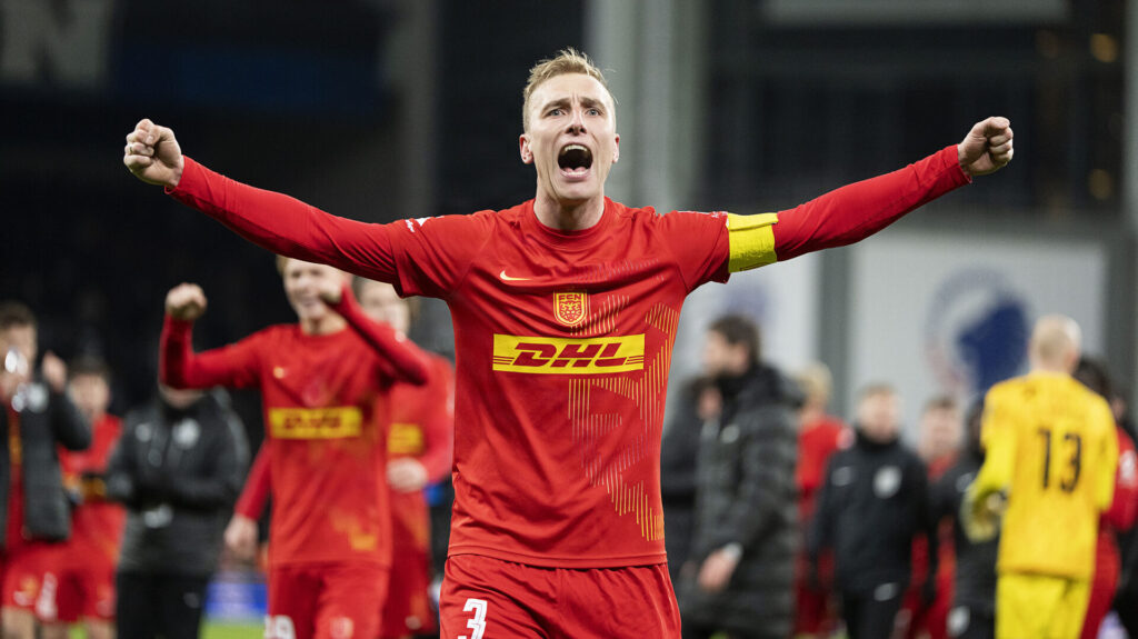 Tobias Salquist jubler efter kamp mod FCK.