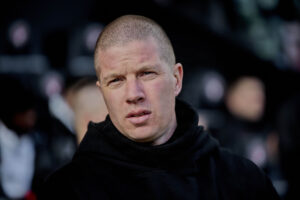 Mike Tullberg under FCM's kamp mod FC Nordsjælland.