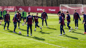 Det danske landshold træner