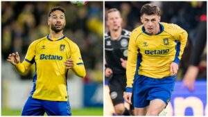 Sean Klaiber og Benjamin Tahirovic i den gule Brøndby-trøje.